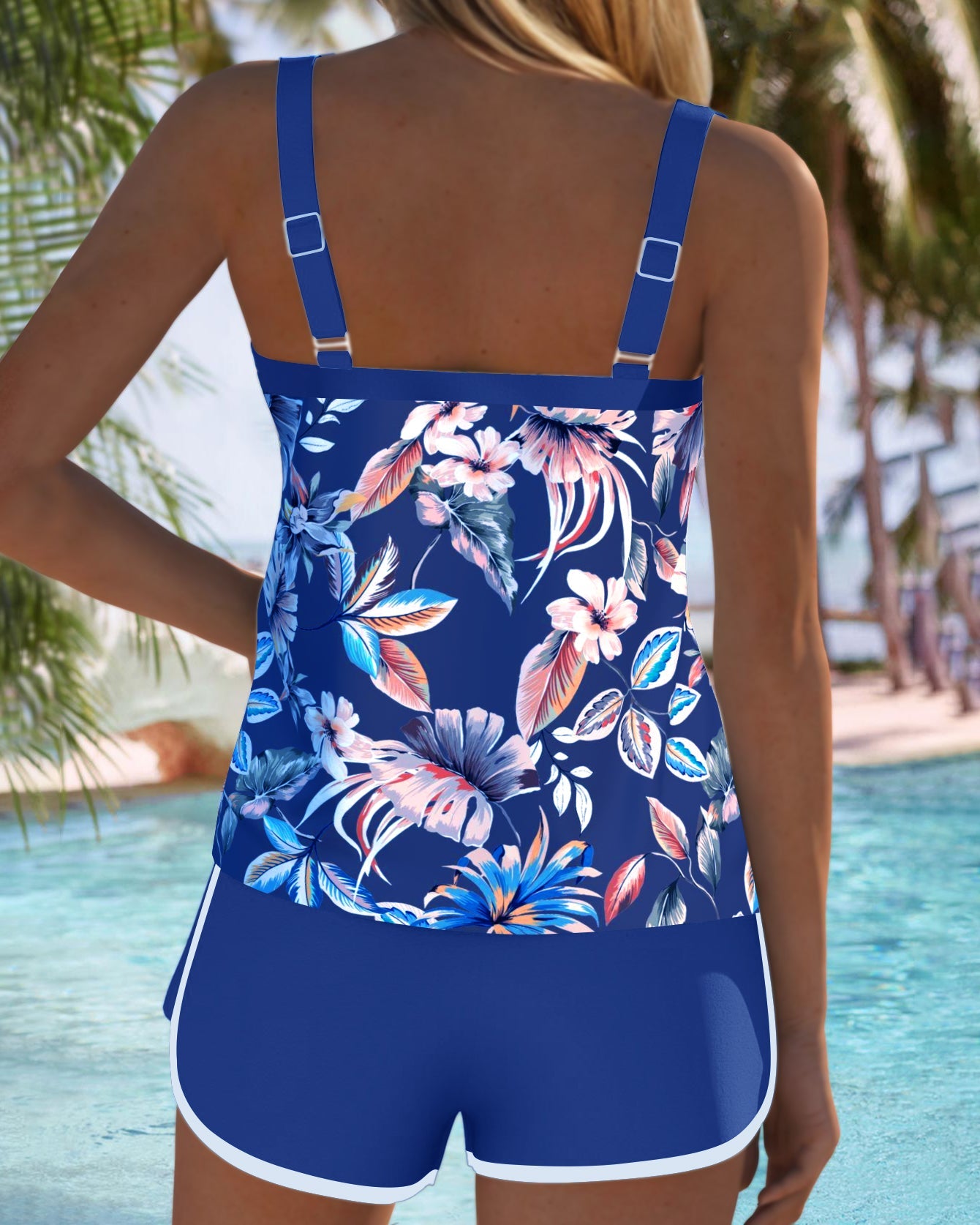 Tankini scollato senza maniche stampato