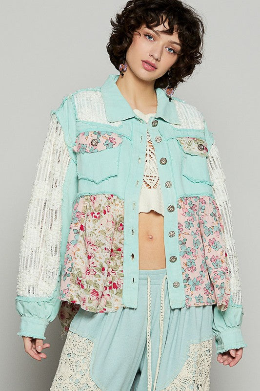 Floral Crochet Lace Frayed Shacket