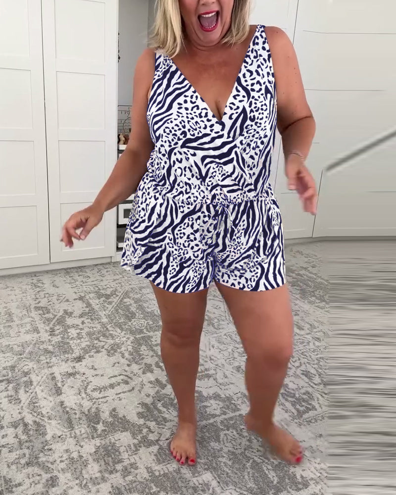 Costume da bagno Slim Fit con stampa zebra