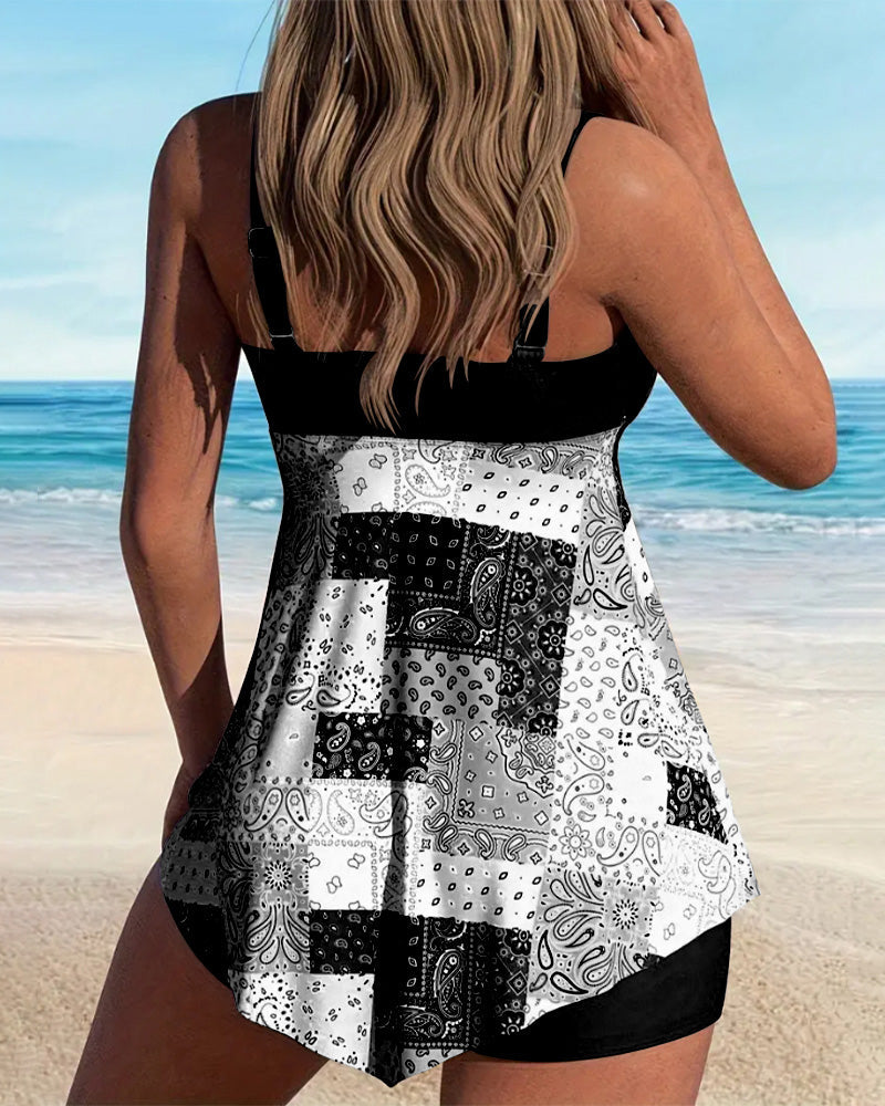 Tankini Due Pezzi Boxer Stampato