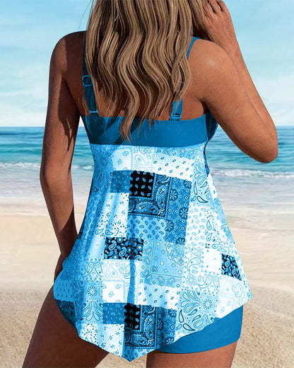 Tankini Due Pezzi Boxer Stampato