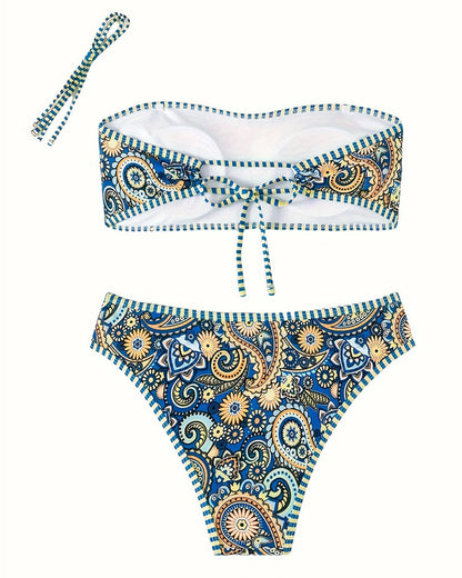 Costume da bagno due pezzi stile etnico stampato