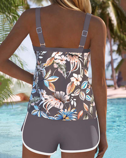 Tankini scollato senza maniche stampato